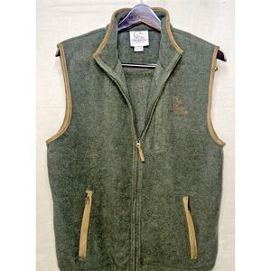 VTG Ducks Unlimited Fleece Vest Mens M Green Hunting Outdoor Zip Up EUC